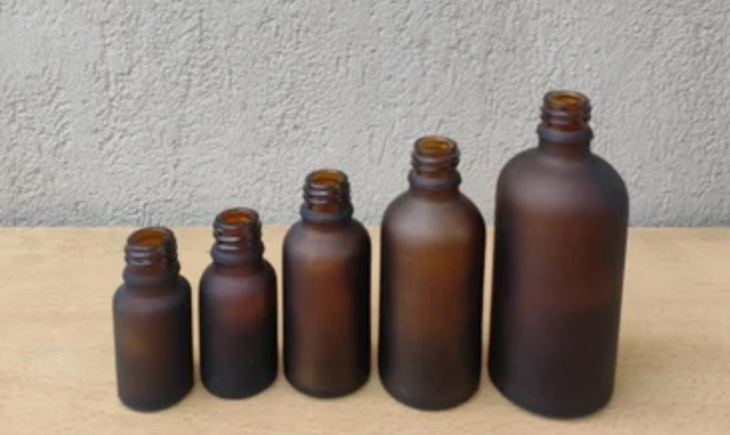 Frosted Amber Glass Bottle