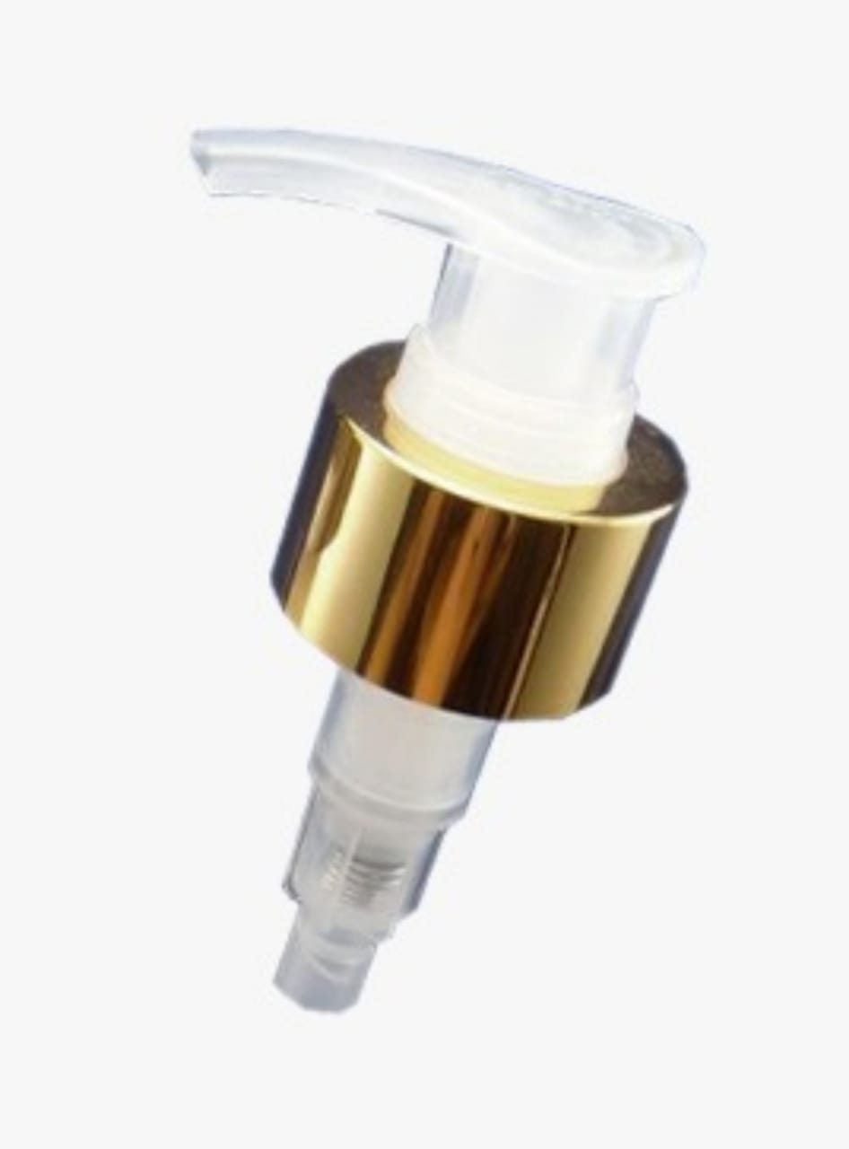 28mm Transparant Lotion Dispeenser Pump With Golden Sleeve
